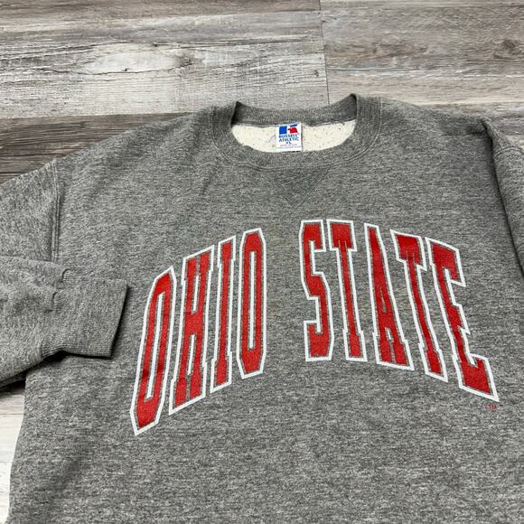 Vintage 90s Russell Athletic Ohio State OSU Buckeyes Gray Mens L Sweatshirt USA‎ - Picture 1 of 9